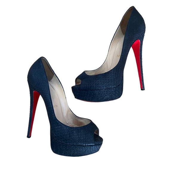 CHRISTIAN LOUBOUTIN Heels 120 Hyper Prive Platform Snakeskin Stiletto Heels - Picture 1 of 8